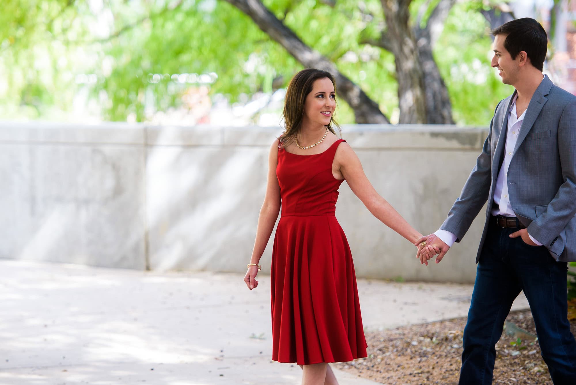 Vanessa & Matthew's Downtown San Antonio Engagement Session | couple holding hands